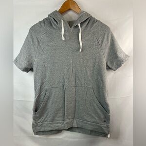 Fabletics short sleeve hoodie, light gray with white draw strings. Womens size S